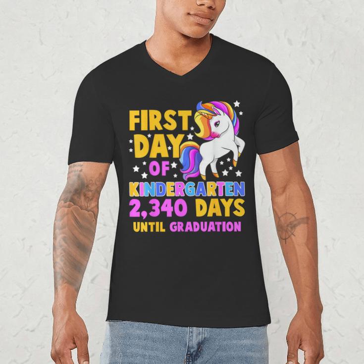 Back To School First Day Of Kindergarten Graduation Unicorn Men's V-Neck T-Shirt