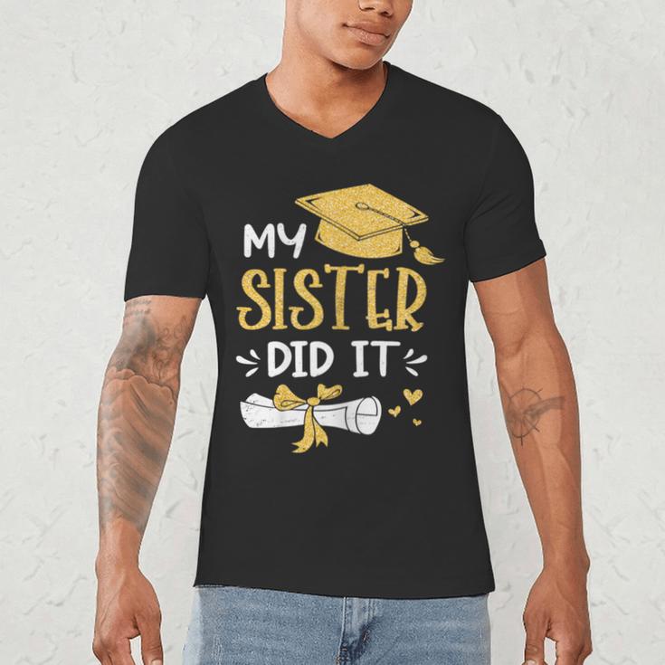 Back To School My Sister Did It Graduation Proud Sister Graduated Female X-Small Men's V-Neck T-Shirt