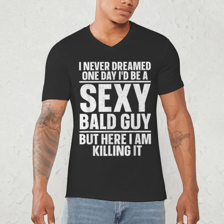 Bald Guy Art For Men Dad Sexy Bald People Bald Man Men's V-Neck T-Shirt