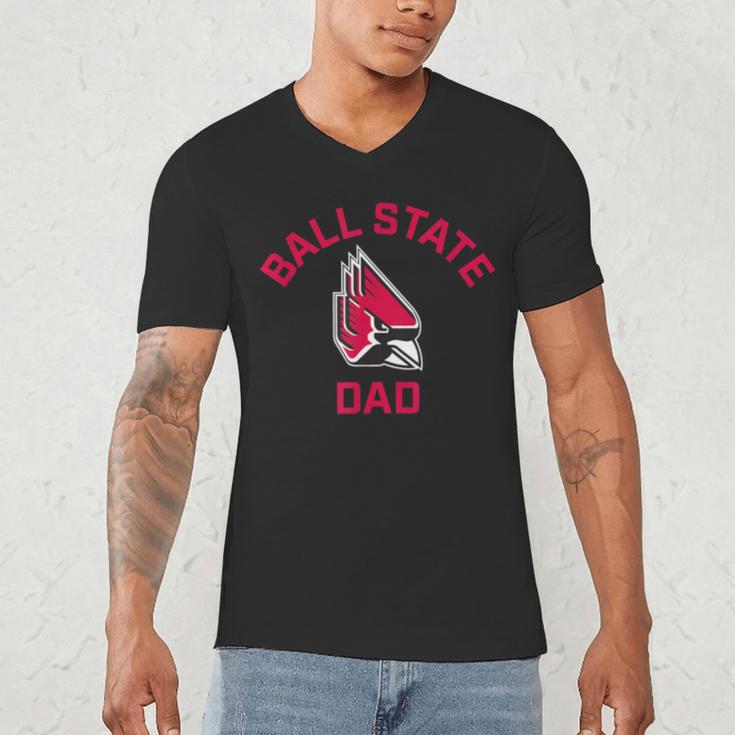 Ball State University Cardinals Arched Dad Men's V-Neck T-Shirt