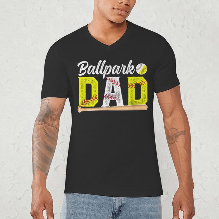 Ballpark Dad Baseball Softball Dad Of Ballers Men's V-Neck T-Shirt Ballpark Dad Baseball Softball Dad Of Ballers Men's V-Neck T-Shirt