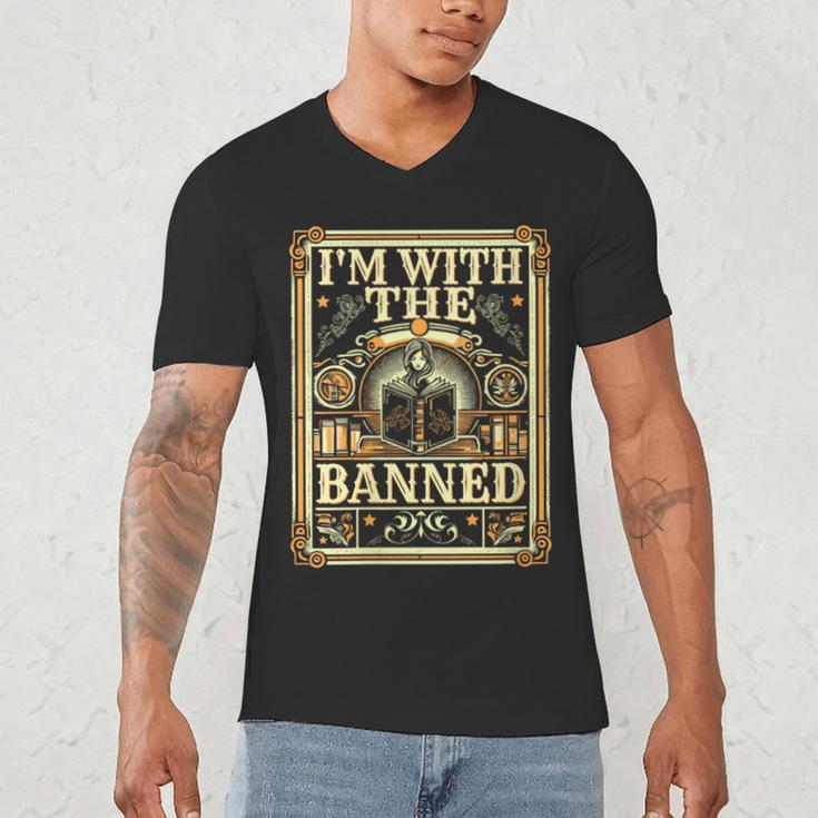 Banned Books Librarian Book Readers I m With The Banned Men's V-Neck T-Shirt