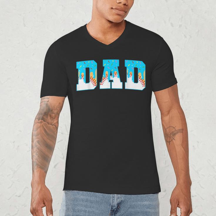 Baseball Dad Ice Cream Drip Happy Fathers Day Men's V-Neck T-Shirt