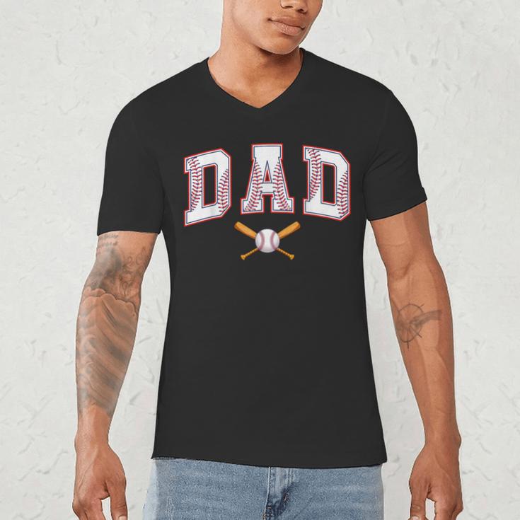 Baseball Dad Shirt Baseball Player Game Day Father's Day Men's V-Neck T-Shirt