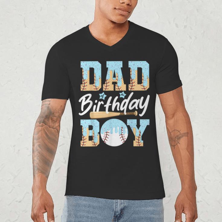Baseball Ice Cream Drip Dad Of The Birthday Boy Baseball Men's V-Neck T-Shirt