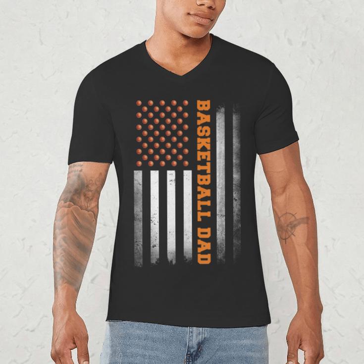 Basketball Dad USA US Flag Basketball Men Men's V-Neck T-Shirt Basketball Dad USA US Flag Basketball Men Men's V-Neck T-Shirt
