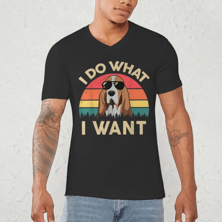 Basset Hound Shirts I Do What I Want Basset Hound Dad Men's V-Neck T-Shirt