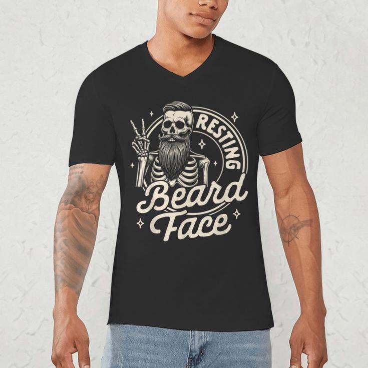 Bearded Dad Daddy Papa Father’s Day Resting Beard Face Men's V-Neck T-Shirt