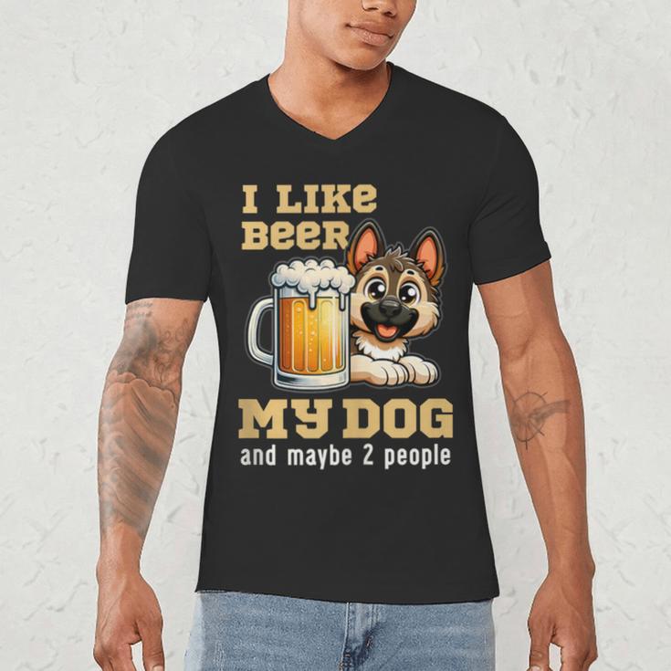I Like Beer My Dog And Maybe 2 People Introvert Pun Men's V-Neck T-Shirt I Like Beer My Dog And Maybe 2 People Introvert Pun Men's V-Neck T-Shirt