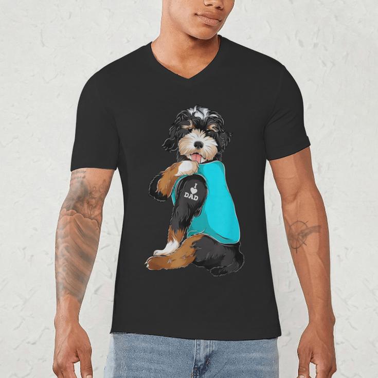 Bernedoodle I Love Dad Tattoo Apparel Dog Dad Dads Men's V-Neck T-Shirt Bernedoodle I Love Dad Tattoo Apparel Dog Dad Dads Men's V-Neck T-Shirt