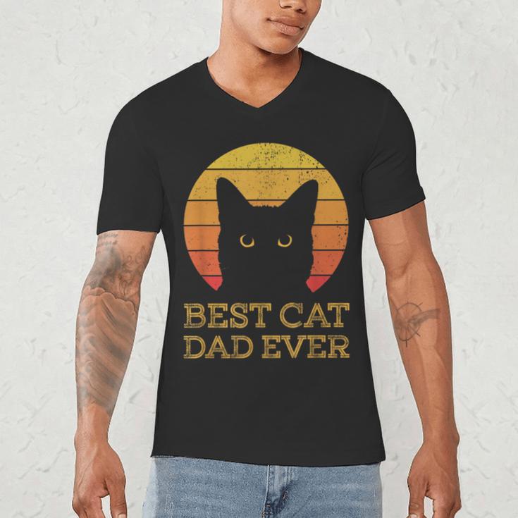 Best Cat Dad Ever Vintage Cat Daddy Fathers Day Men's V-Neck T-Shirt