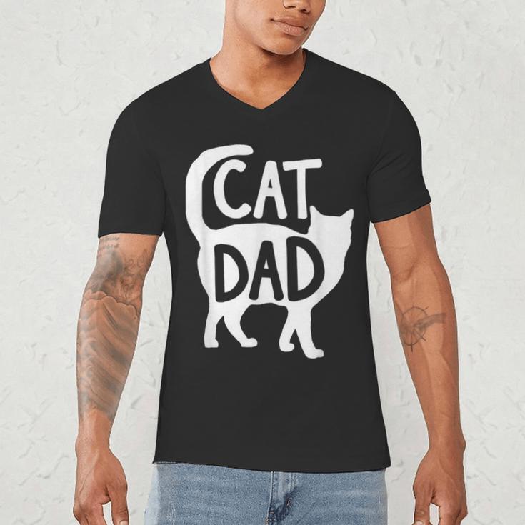 Best Cat Dad Fathers Day Men Kitty Daddy Papa Christmas Meow Men's V-Neck T-Shirt
