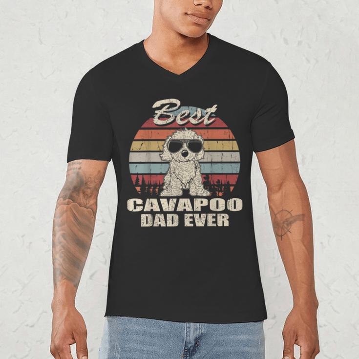 Best Cavapoo Dad Ever Vintage Retro Dog Dad Men's V-Neck T-Shirt