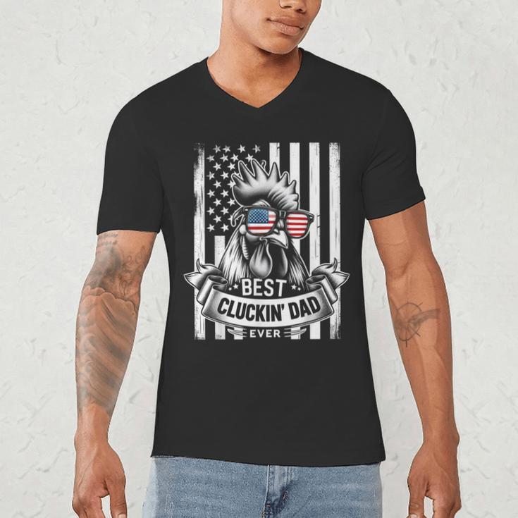 Best Cluckin' Dad Ever Chicken Lover Graphic Tees Cotton Polyester Casual Graphic Small Crew Neck Short Sleeve Men's V-Neck T-Shirt