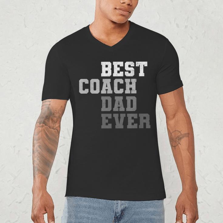 Best Coach Dad Ever Football Soccer Baseball Basketball Men's V-Neck T-Shirt