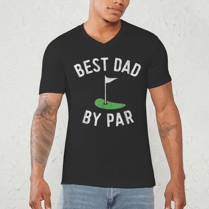Best Dad By Par Golf Shirt Father's Day Daddy Men's V-Neck T-Shirt