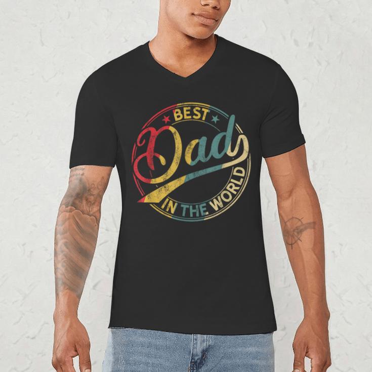 Best Dad In The World Father's Day Vintage Dad Men's V-Neck T-Shirt