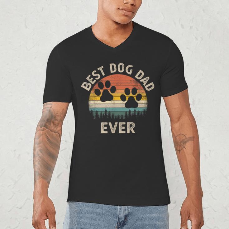 Best Dog Dad Ever Vintage Father's Day Dog Lover Men's V-Neck T-Shirt