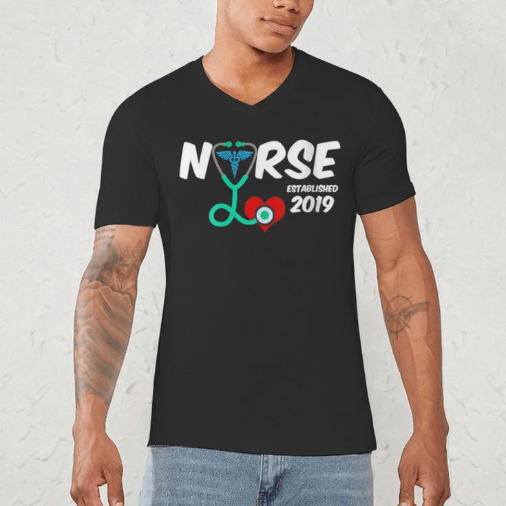 Best Nurse Graduation- RN Nurse Established 2019 LPN Men's V-Neck T-Shirt