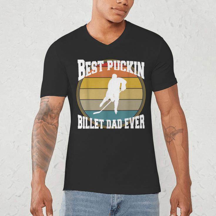 Best Puckin Billet Dad Hockey Men's V-Neck T-Shirt