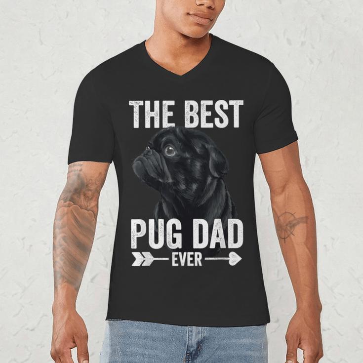 Best Pug Dad Ever Fathers Day Cute Daddy Dad Pug Men's V-Neck T-Shirt