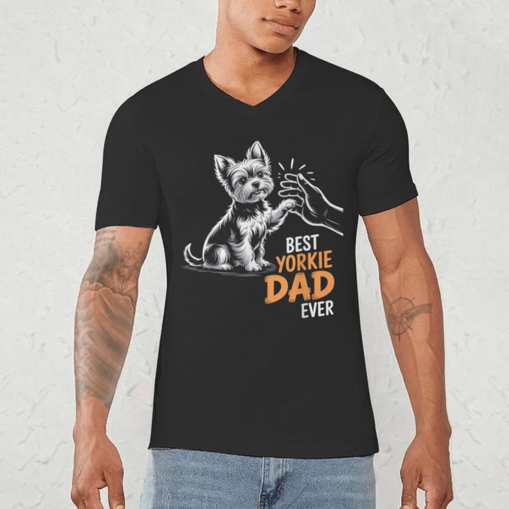 Best Yorkie Dad Ever Dog Yorkie I Love Yorkie Dad Men's V-Neck T-Shirt