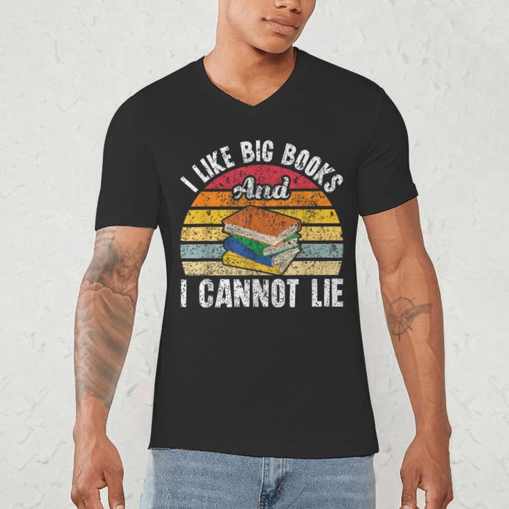 I Like Big Books And I Cannot Lie Bookworm Reading Teacher Men's V-Neck T-Shirt