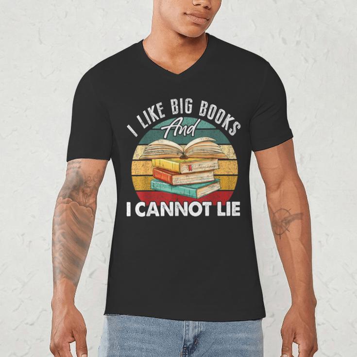 I Like Big Books Librarian Reading Teacher Book Lover Men's V-Neck T-Shirt