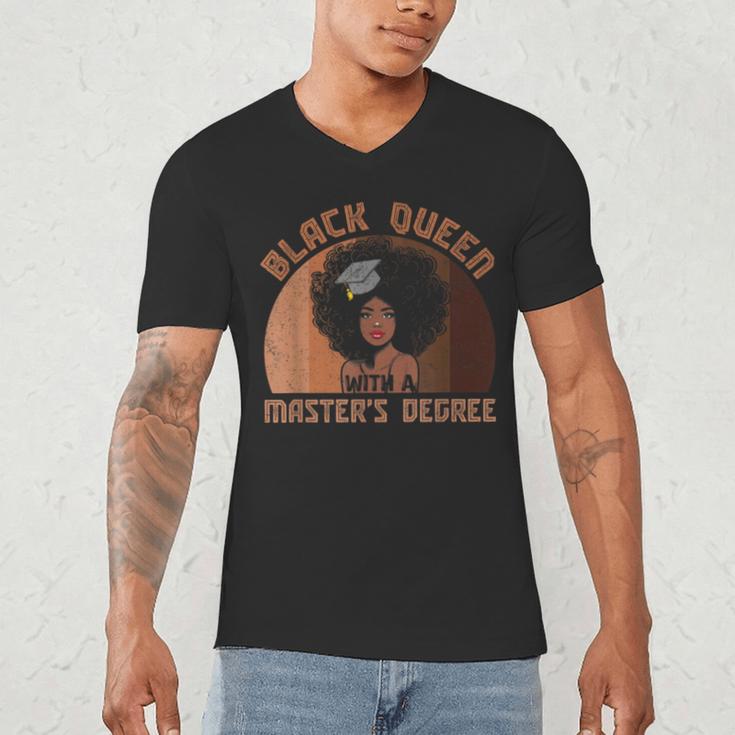 Black Queen With a Masters Degree Melanin Girls Graduation Men's V-Neck T-Shirt
