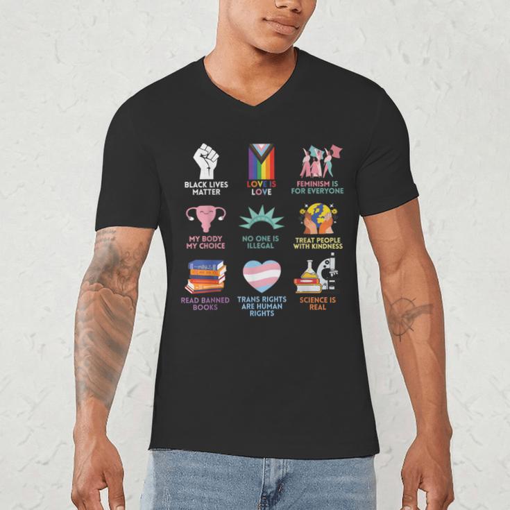 BLM Human Rights Feminism Trans Science Books LGBTQ Quote Men's V-Neck T-Shirt