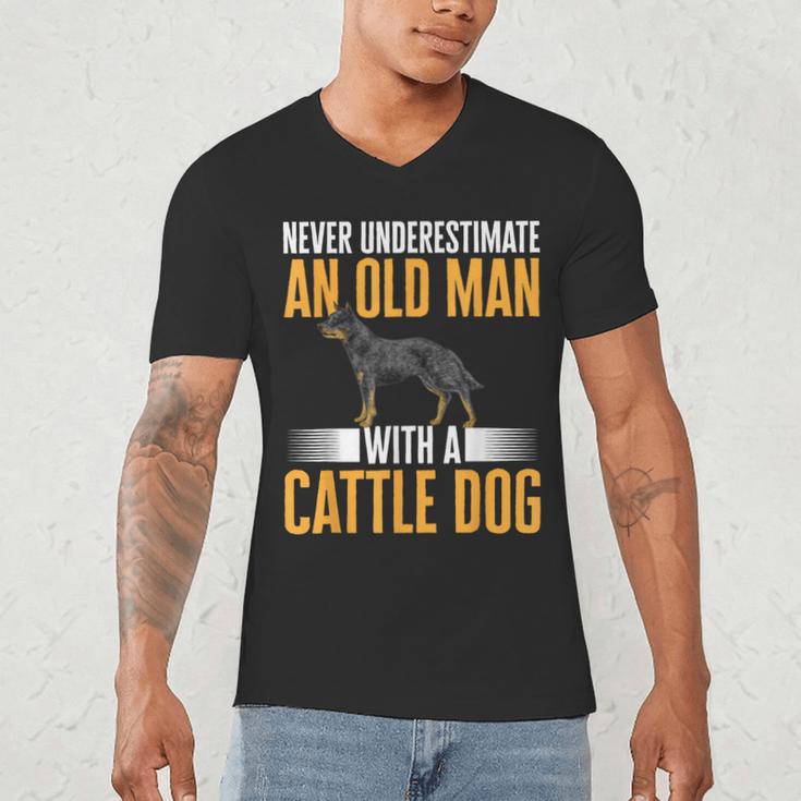 Blue Heeler Dad Australian Cattle Dog Men Men's V-Neck T-Shirt Blue Heeler Dad Australian Cattle Dog Men Men's V-Neck T-Shirt