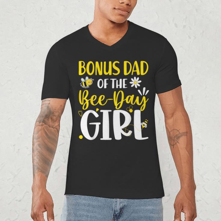 Bonus Dad Of The Bee Day Girl Birthday Party Family Men's V-Neck T-Shirt