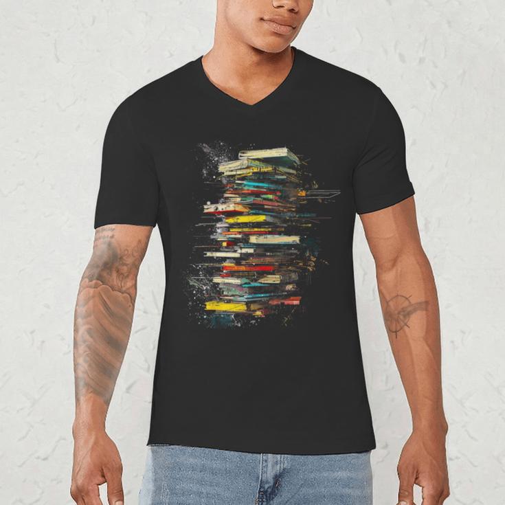 Book Abstract Art Drawing Painting Graphic Book Men's V-Neck T-Shirt