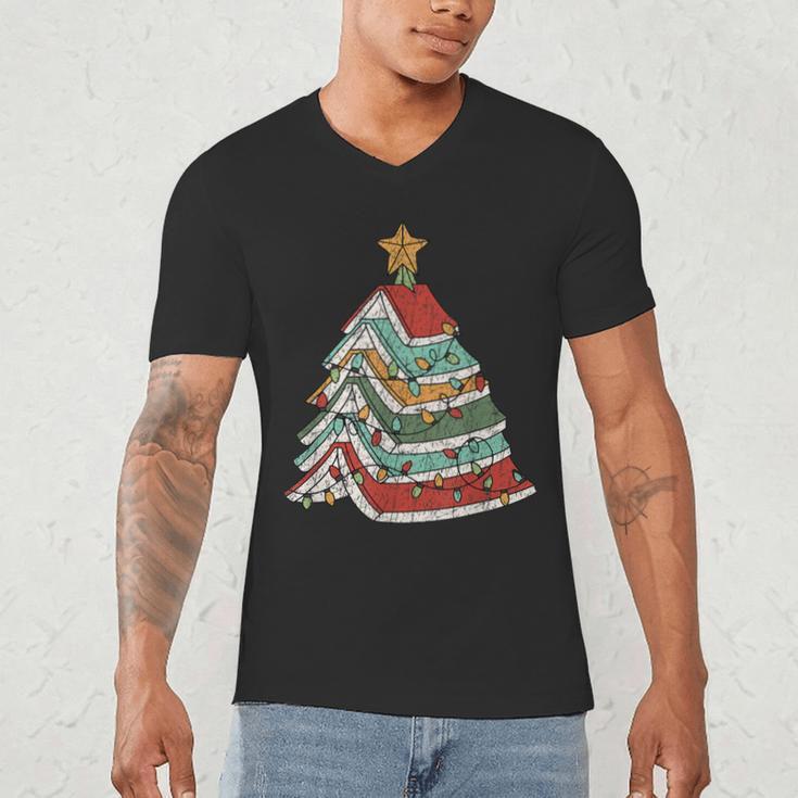 Book Christmas Tree For Librarians Book Lovers Men's V-Neck T-Shirt Book Christmas Tree For Librarians Book Lovers Men's V-Neck T-Shirt