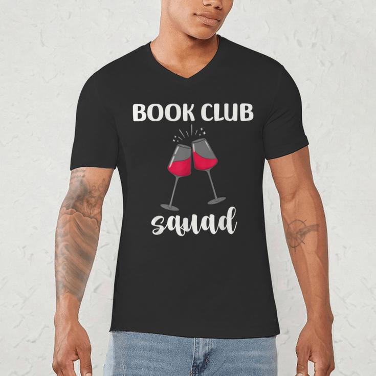 Book Club Squad Reading Bookworm Wine Lover Humor Men's V-Neck T-Shirt