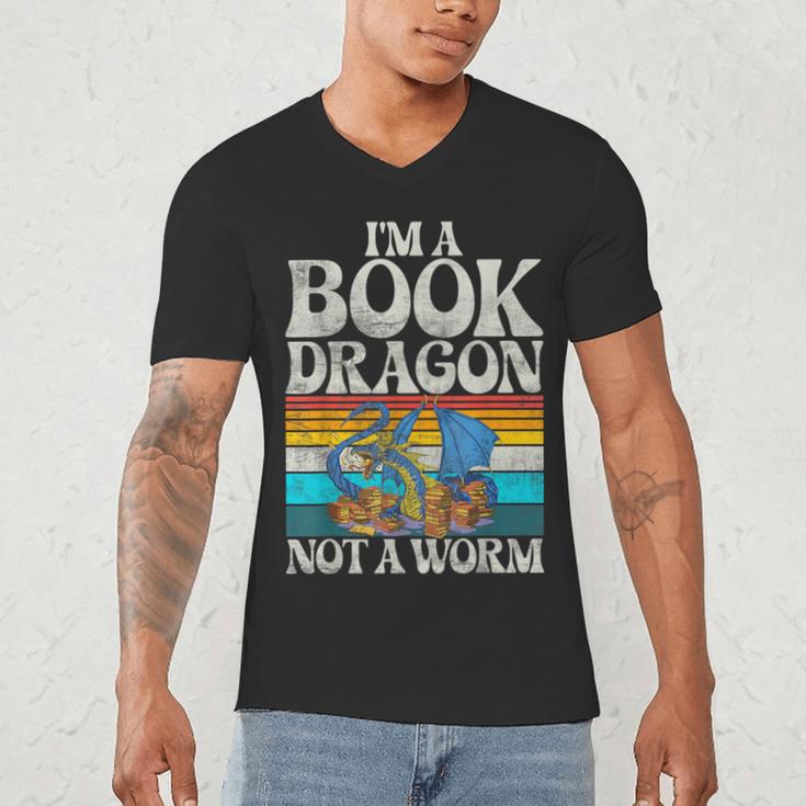 Im a Book Dragon Not a Worm Dragon Men's V-Neck T-Shirt Im a Book Dragon Not a Worm Dragon Men's V-Neck T-Shirt