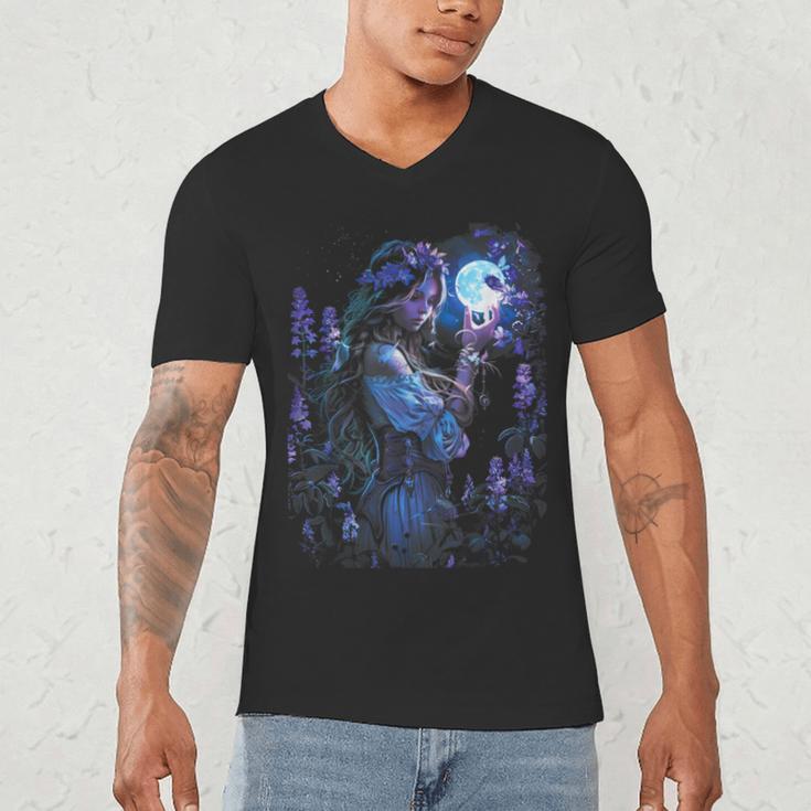 Book Fantasy Art Beautiful Elf Princess Fairy Men's V-Neck T-Shirt