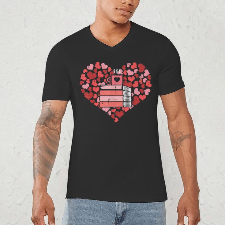 Book Heart Cute Read Book Reading Librarian Across America Men's V-Neck T-Shirt