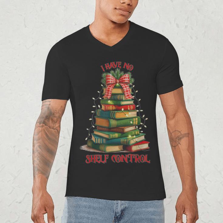 Book Lover Christmas Tree I Have No Shelf Control Men's V-Neck T-Shirt