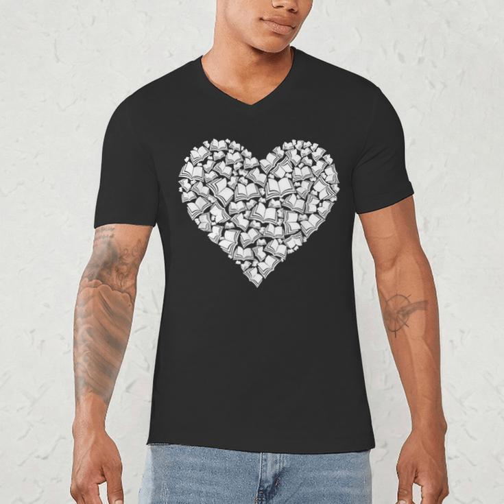 Book Lover Heart Shape Reading Librarian Library Teacher Men's V-Neck T-Shirt Book Lover Heart Shape Reading Librarian Library Teacher Men's V-Neck T-Shirt