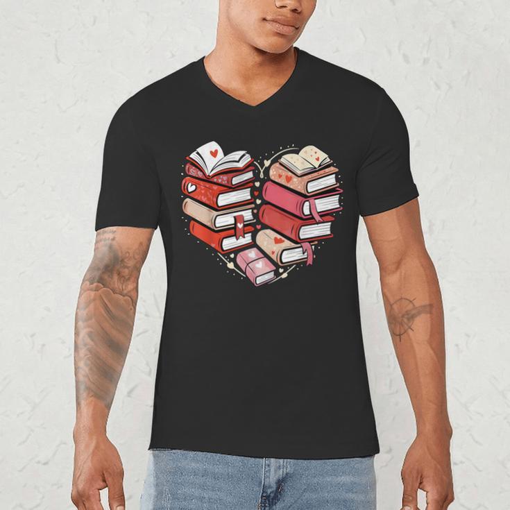 Book Lover Heart Shape Reading Librarian Valentine Men Women Men's V-Neck T-Shirt