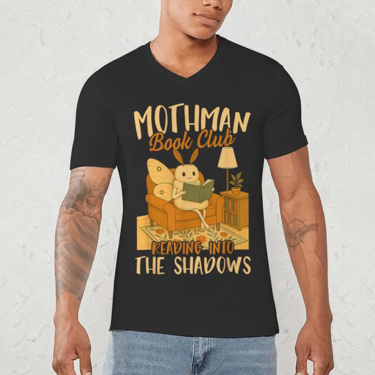 Book Lover Moth Mothman Book Club Reading Into Shadows Men's V-Neck T-Shirt