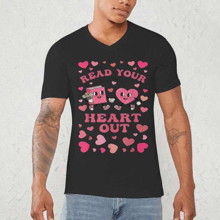 Book Lover Read Your Heart Out Teacher Valentines Men's V-Neck T-Shirt