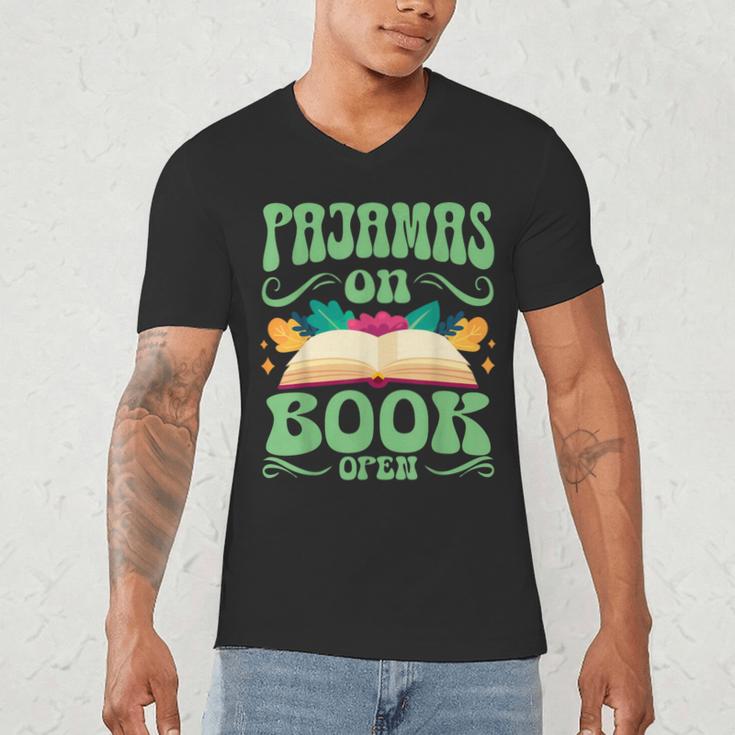 Book And Pajama Pajamas On Book Open Men's V-Neck T-Shirt