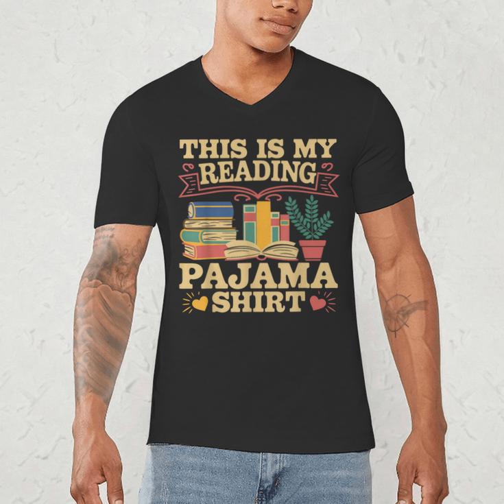 Book And Pajama This Is My Reading Pajama Bedtime Reading Men's V-Neck T-Shirt