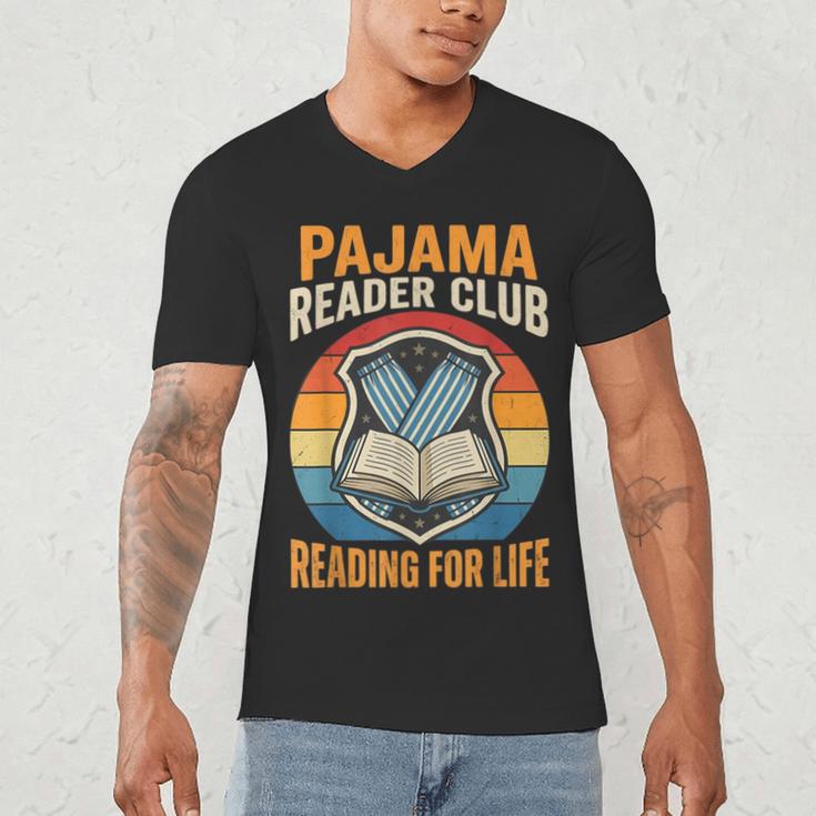 Book And Pajamas Reading Bedtime Men's V-Neck T-Shirt Book And Pajamas Reading Bedtime Men's V-Neck T-Shirt