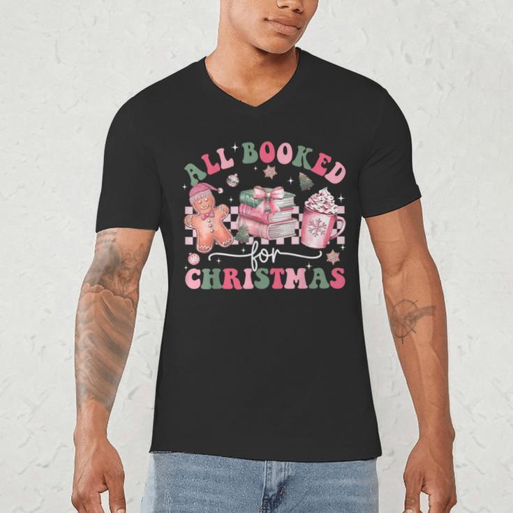 All Booked For Christmas Book Coffee Latte Gingerbread Men's V-Neck T-Shirt All Booked For Christmas Book Coffee Latte Gingerbread Men's V-Neck T-Shirt