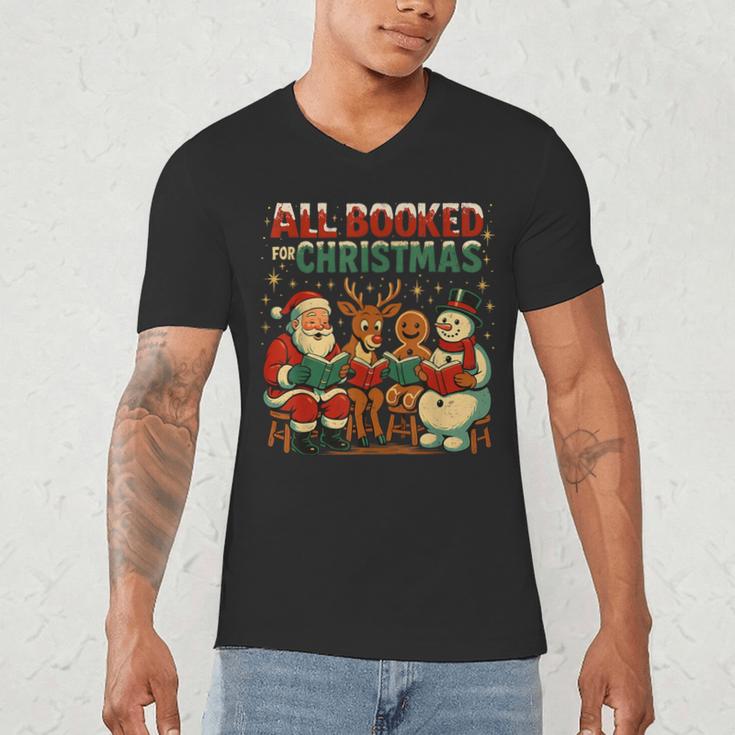 All Booked For Christmas Book Lover Men's V-Neck T-Shirt