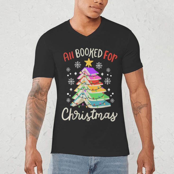 All Booked For Christmas Book Lovers Xmas Tree Women Men's V-Neck T-Shirt