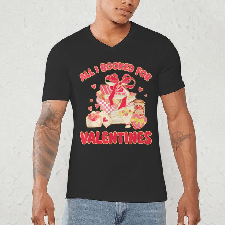 Booked For Valentine Books Lover Bookworm Librarian Teacher Men's V-Neck T-Shirt